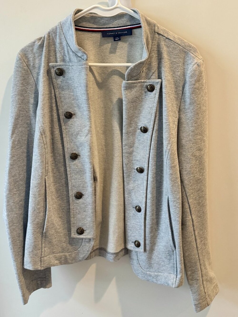 Tommy Hilfiger Women's Knit Military Band Jacket in a heather grey finish